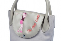 Golf-Handtasche beige individuell bestickt: The Pink Lady