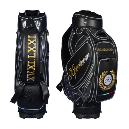 HANDMADE Golf bag / tour bag type MONTROSE in BLACK. Design 6 custom areas