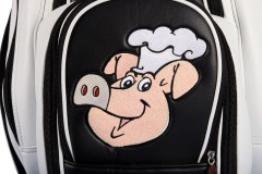 Golfbag / Cartbag: Schwein, lachende Köchin