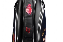 Golfbag / Cartbag individuell bestickt: Golferin rot/violett