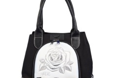 Designer Handtasche individuell bestickt: Rose in Scherenschnitt