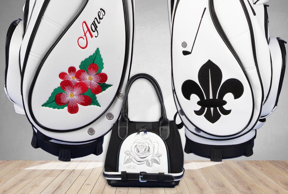 Golfbags mit Blumenmustern und floralen Motiven