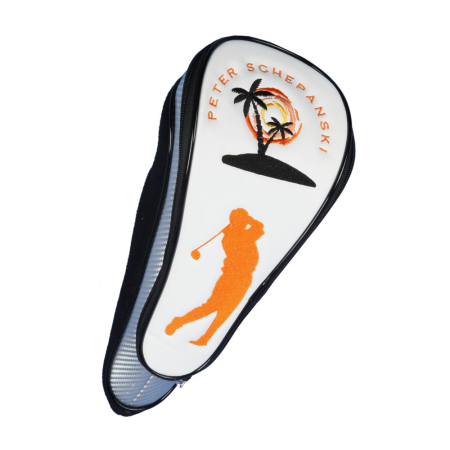 Personalized driver head cover in WHITE. Design a custom-stitched driver head cover online