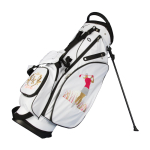 Sacca da golf / sacca da golf a spalla in bianco. Disegnare in linea 2 aree personalizzate: scomparto per palline + tasca laterale.  Sacca da golf  impermeabile con ricami individuali